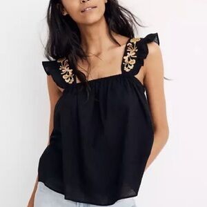 Embroidered-strap swing top from Madewell.
size: SM
color: true black